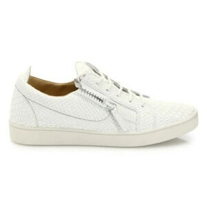 GIUSEPPE ZANOTTI White  Croc-Embossed Leather Zipper Sneakers Trainers 36.5